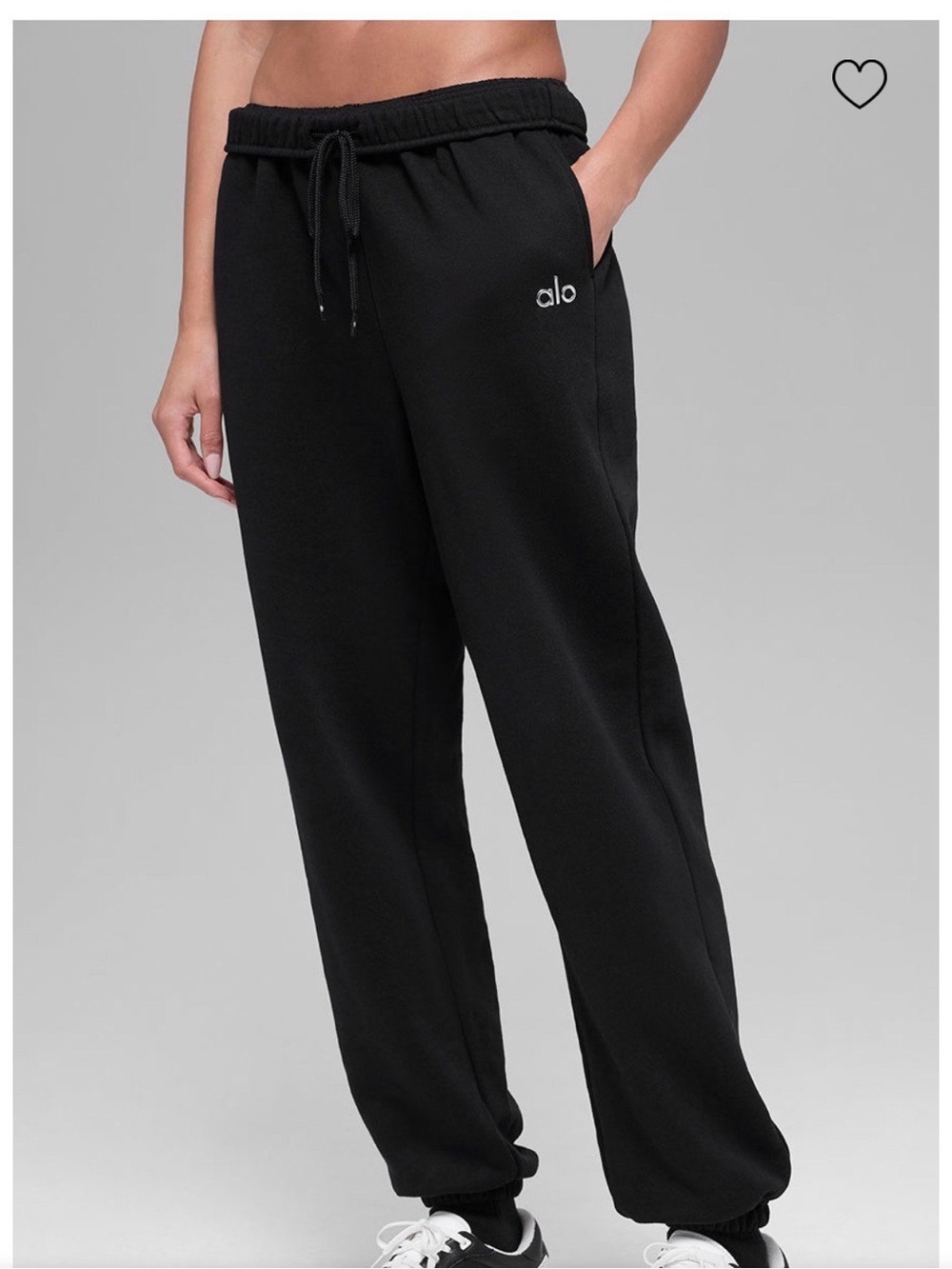 ALO Yoga Black Cozy French Terry Joggers with Drawcord